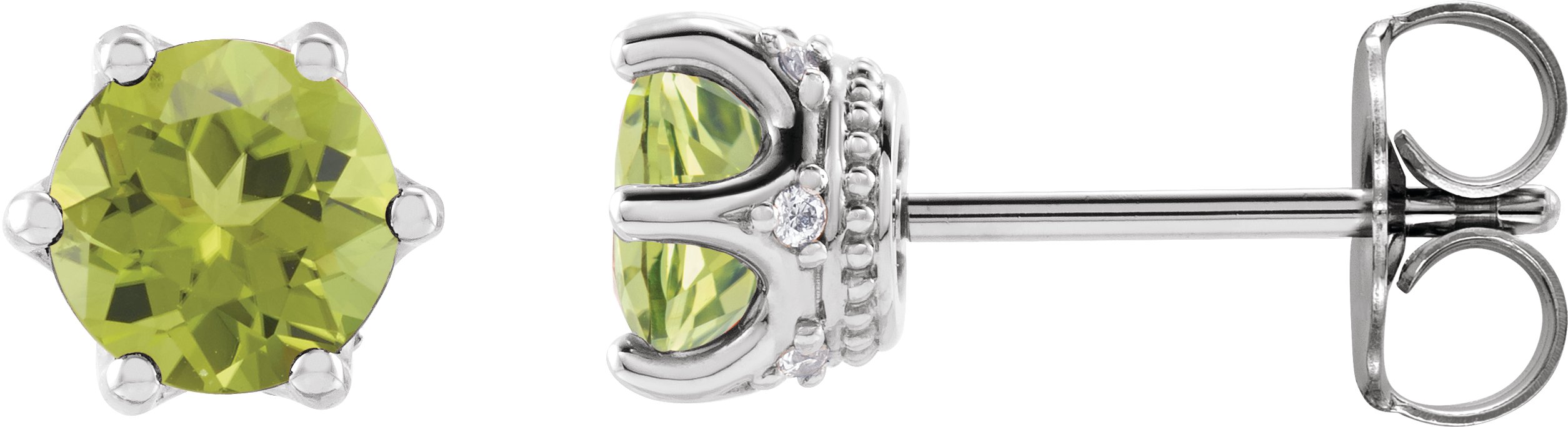 Round 6-Prong Accented Crown Stud Earrings
