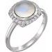 Sterling Silver Natural Rainbow Moonstone & 1/6 CTW Natural Diamond Halo-Style Ring
