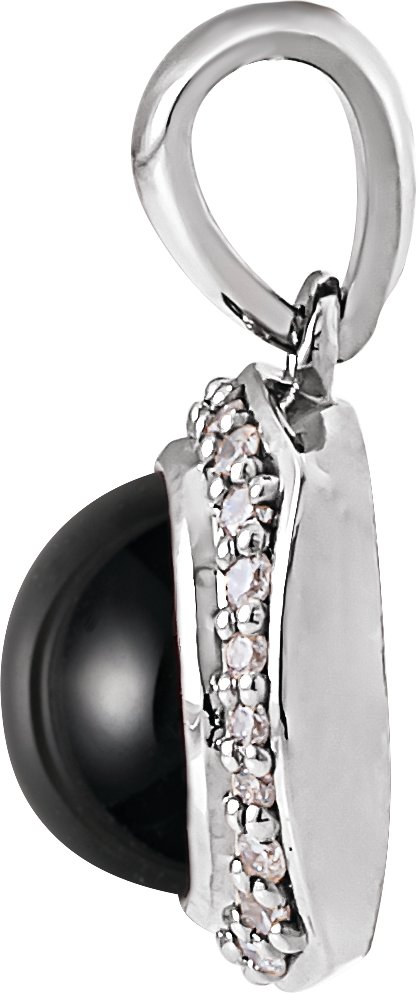 Natural Black Onyx & 1/8 CTW Natural Diamond Halo-Style 16-18" Necklace view 2