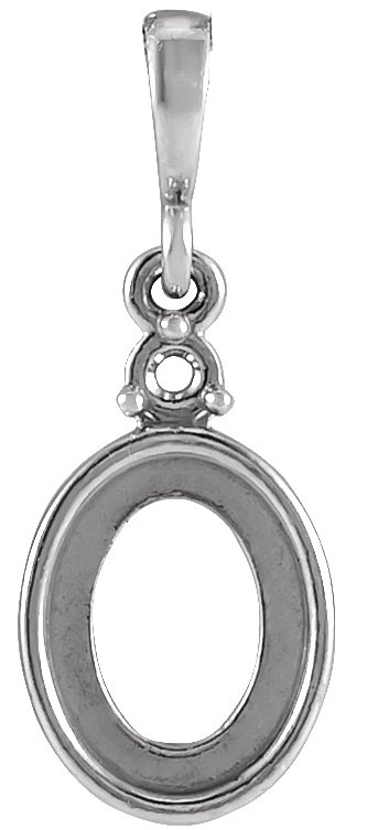 Platinum 8x6 mm Oval Cabochon Bezel-Set Pendant Mounting