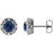 14K White 5 mm Natural Blue Sapphire & 1/6 CTW Natural Diamond Halo-Style Earrings