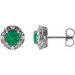 14K White 4 mm Lab-Grown Emerald & 1/10 CTW Natural Diamond Halo-Style Earrings