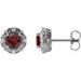 Sterling Silver 6 mm Natural Mozambique Garnet & 1/4 CTW Natural Diamond Halo-Style Earrings