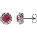 14K White 4 mm Lab-Grown Ruby & 1/10 CTW Natural Diamond Halo-Style Earrings