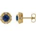 14K Yellow 6 mm Lab-Grown Blue Sapphire & 1/4 CTW Natural Diamond Halo-Style Earrings