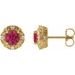 14K Yellow 4 mm Lab-Grown Ruby & 1/10 CTW Natural Diamond Halo-Style Earrings