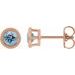 14K Rose 3 mm Natural Aquamarine Beaded Bezel-Set Earrings