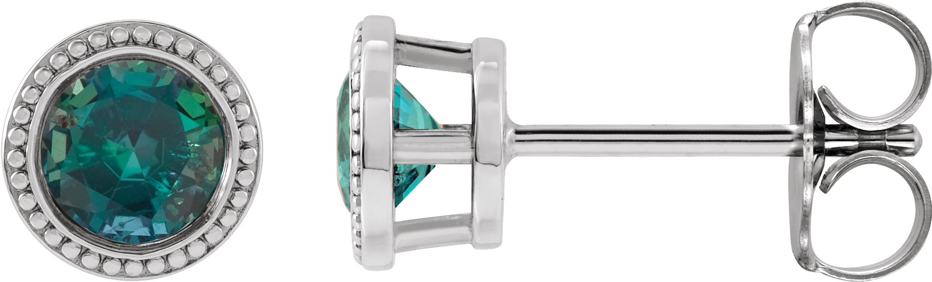 Round Bezel-Set Stud Earrings