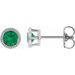 14K White 5 mm Natural Emerald Beaded Bezel-Set Earrings