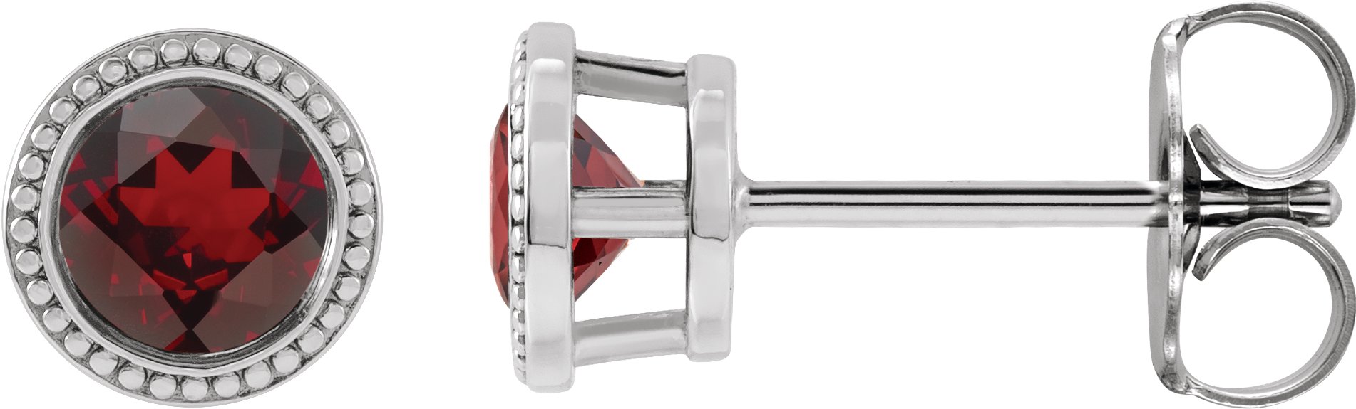 Round Bezel-Set Stud Earrings