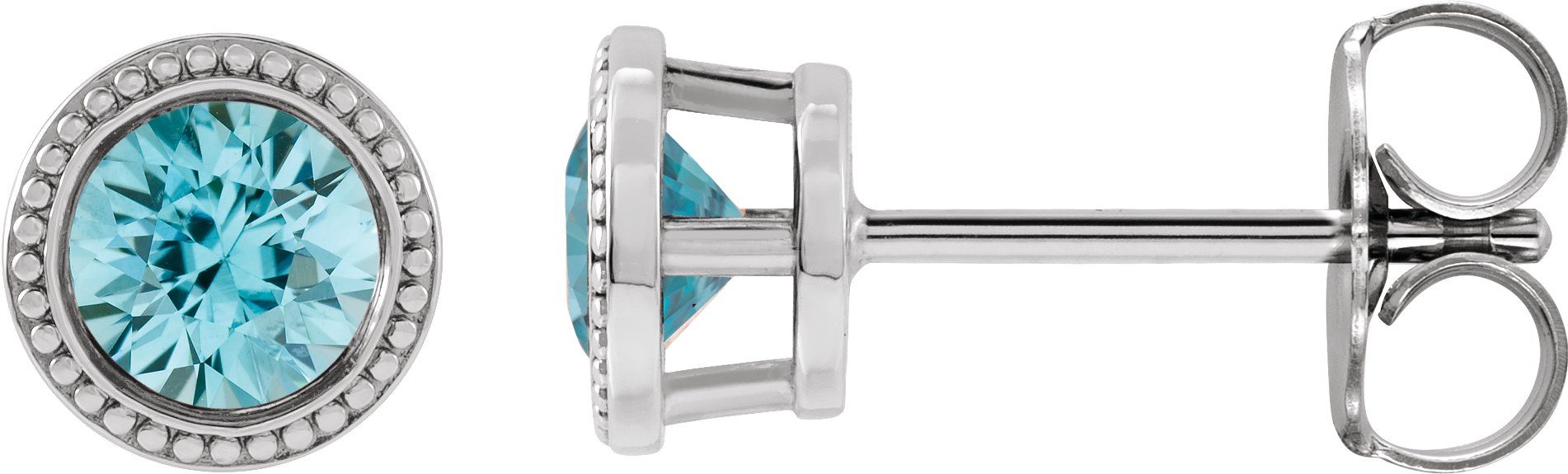 Round Bezel-Set Stud Earrings