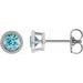 Platinum 3.5 mm Natural Blue Zircon Beaded Bezel-Set Earrings