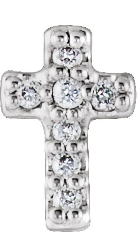14K White .03 CTW Natural Diamond Cross Single Earring
