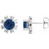 14K White Blue Sapphire and .07 CTW Diamond Earrings Ref 15389361