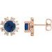 14K Rose Natural Blue Sapphire & 1/5 CTW Natural Diamond Earrings