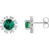 14K White Emerald and .07 CTW Diamond Earrings Ref 15389100