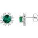 Sterling Silver Natural Emerald & 1/2 CTW Natural Diamond Earrings