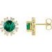 14K Yellow Lab-Grown Emerald & 1/2 CTW Natural Diamond Earrings