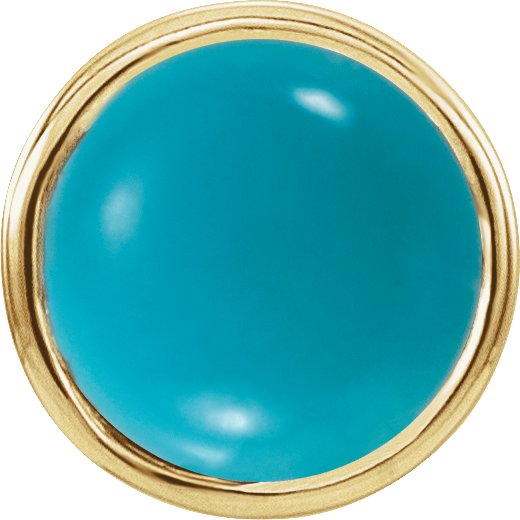 14K Yellow Natural Turquoise Bezel-Set Earring