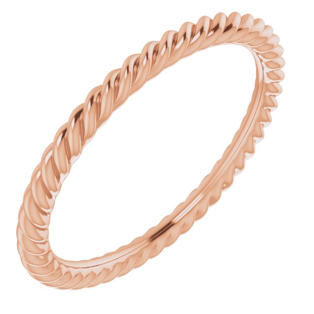 14K Rose 1.3 mm Skinny Rope Band Size 3.5