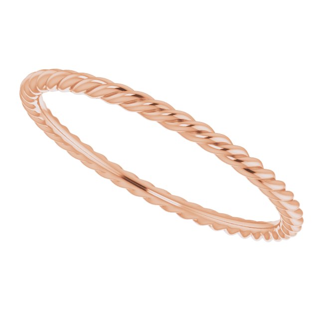 14K Rose 1.3 mm Skinny Rope Band Size 9