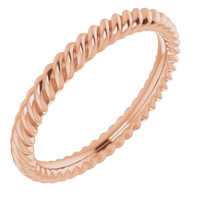 18K Rose 2 mm Skinny Rope Band Size 3