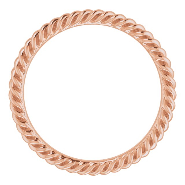 18K Rose 2 mm Skinny Rope Band Size 3.5