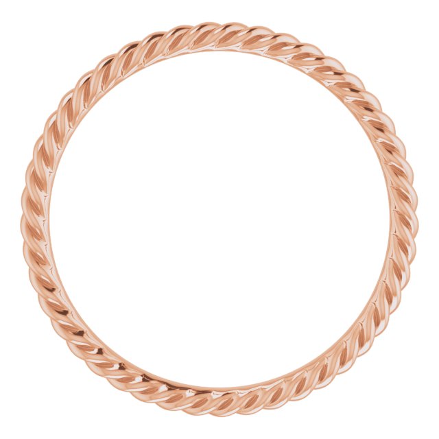 18K Rose 2 mm Skinny Rope Band Size 9