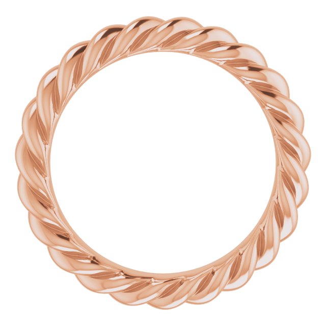 18K Rose 3 mm Skinny Rope Band Size 3