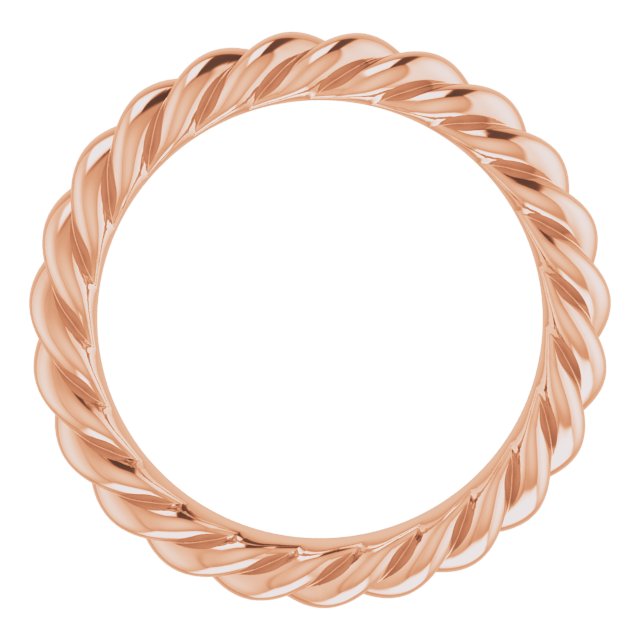 10K Rose 3 mm Skinny Rope Band Size 3.5