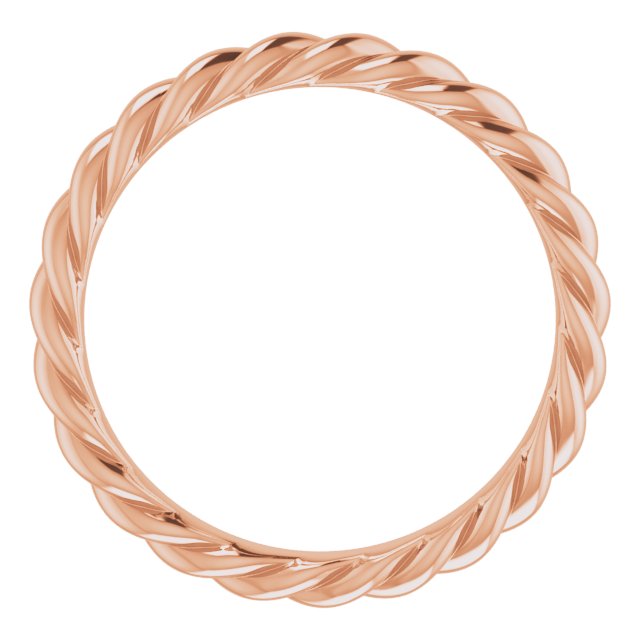 18K Rose 3 mm Skinny Rope Band Size 9