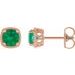 14K Rose 4 mm Lab-Grown Emerald Earrings