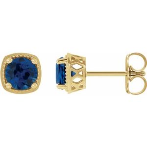 14K Yellow 5 mm Lab-Grown Blue Sapphire Earrings