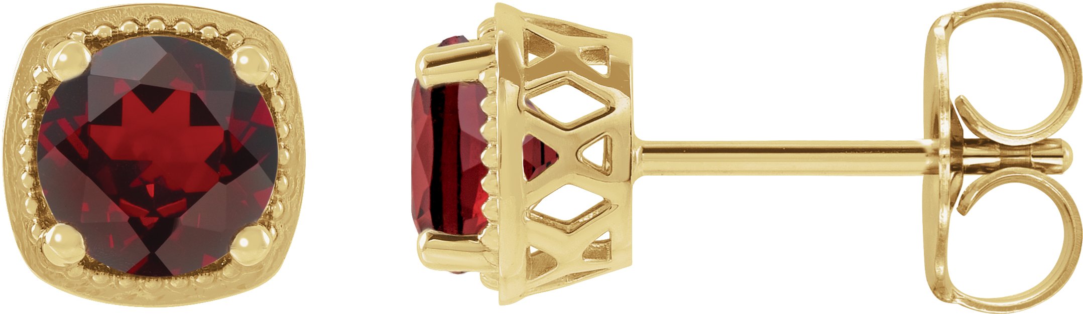 14K Yellow 5.5 mm Natural Mozambique Garnet Earrings