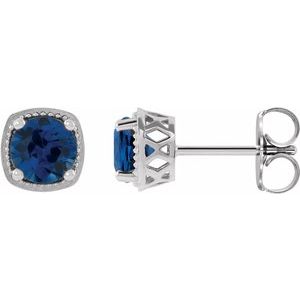 Platinum 5.5 mm Natural Blue Sapphire Earrings
