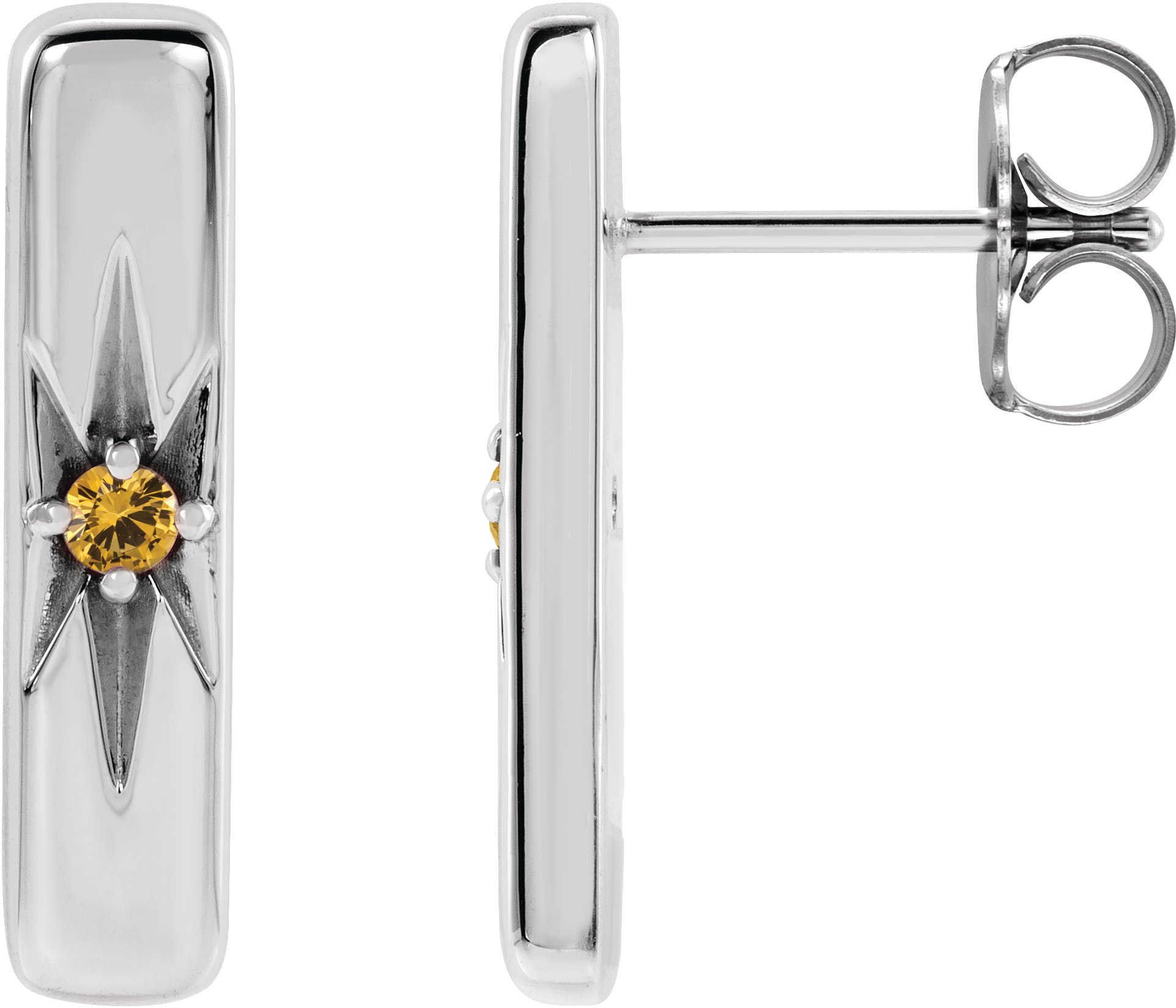 Platinum Natural Yellow Sapphire Starburst Bar Earrings Ref 17342817