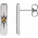 Sterling Silver Natural Yellow Sapphire Bar Earrings