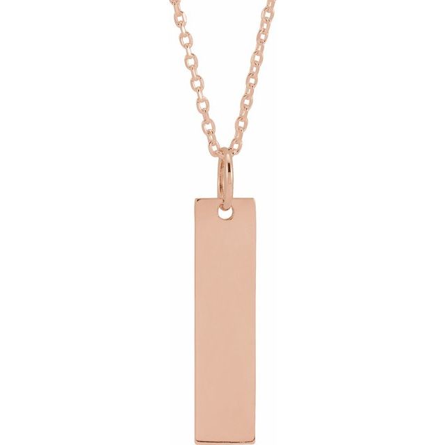 18K Rose Gold-Plated Sterling Silver 20x5 mm Engravable Bar 16-18 Necklace