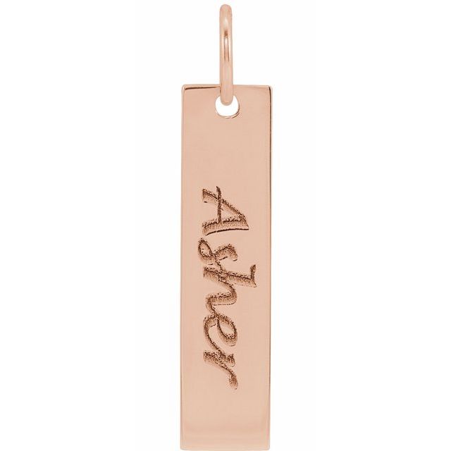 18K Rose Gold-Plated Sterling Silver 20x5 mm Engravable Bar Pendant