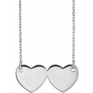 Sterling Silver Double Heart 17" Necklace  