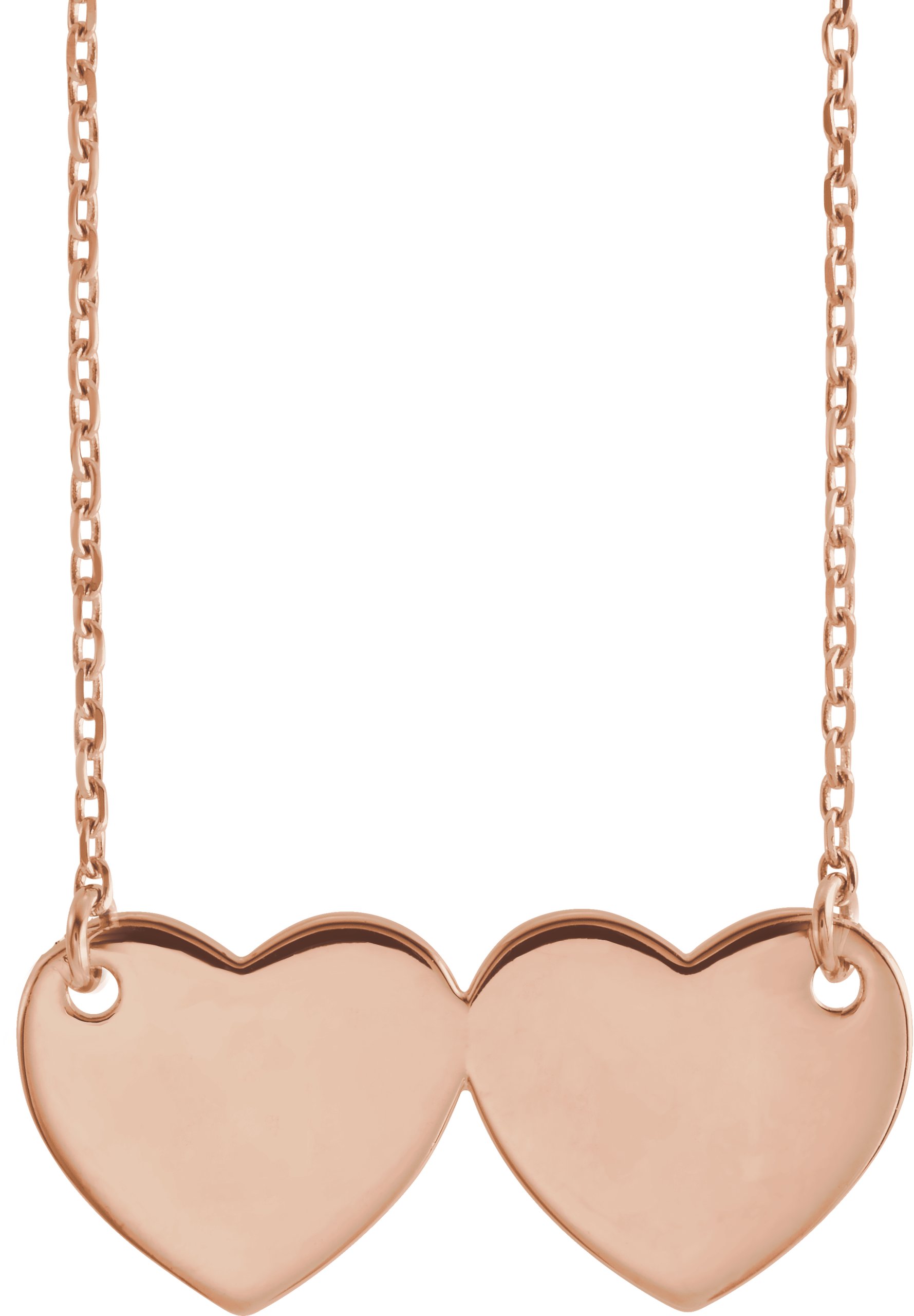 18K Rose Gold-Plated Sterling Silver Engravable Double Heart Necklace Center