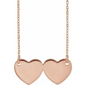 18K Rose Gold-Plated Sterling Silver Double Heart Engravable Necklace Center