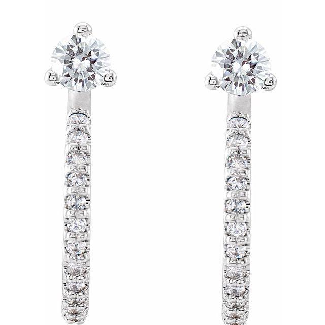 14K White 1/3 CTW Natural Diamond J-Hoop Earrings