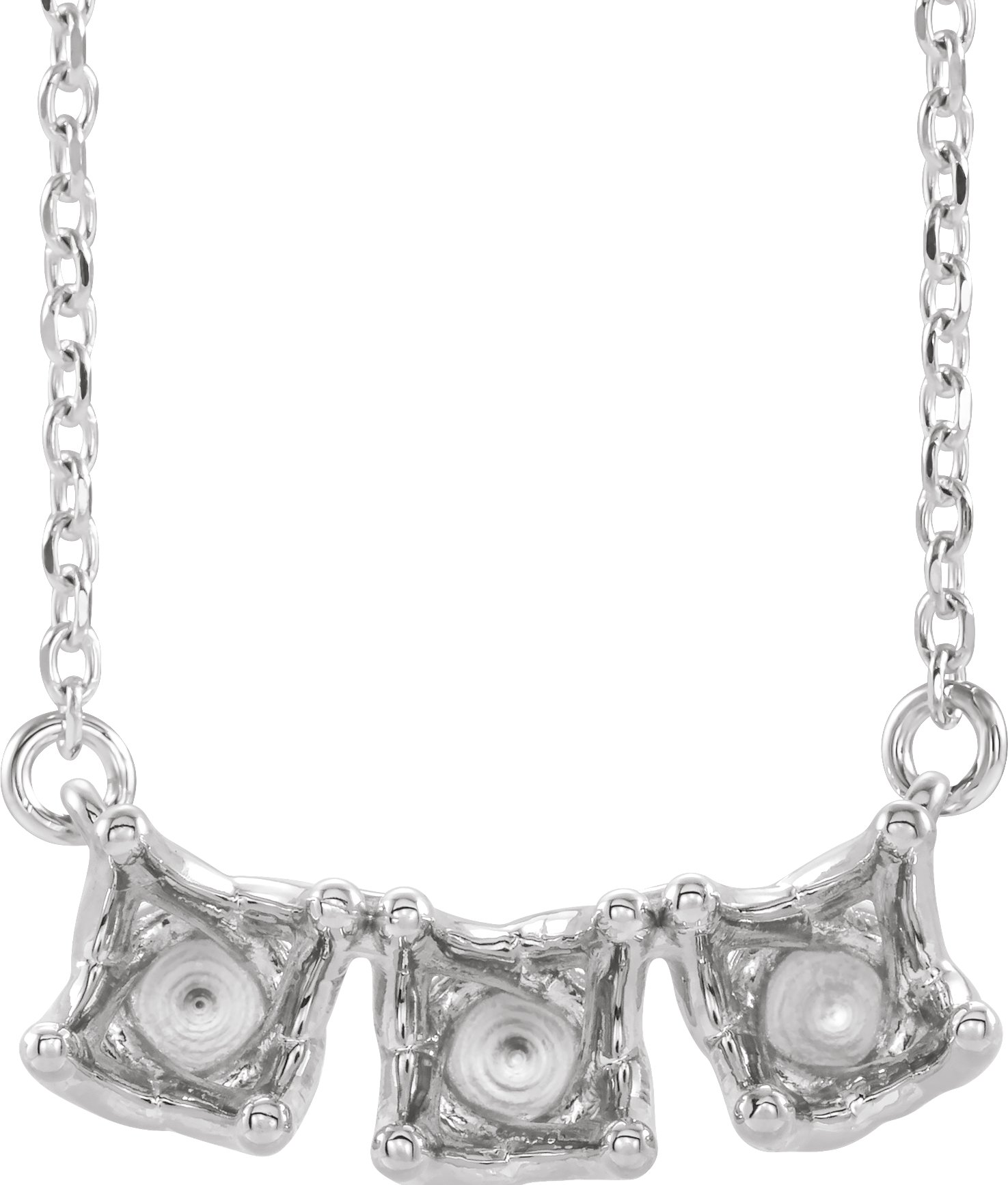Three-Stone Curved Bar Necklace or Center