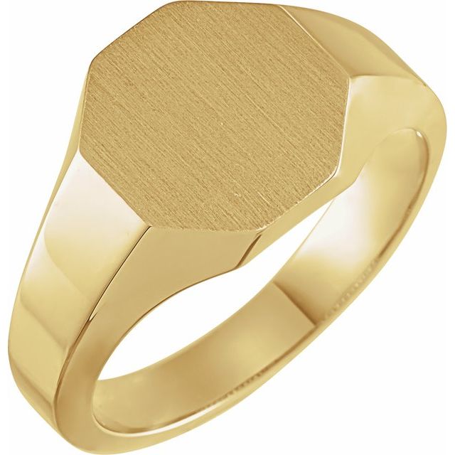 14K Yellow 12.4x12.1 mm Octagon Signet Ring