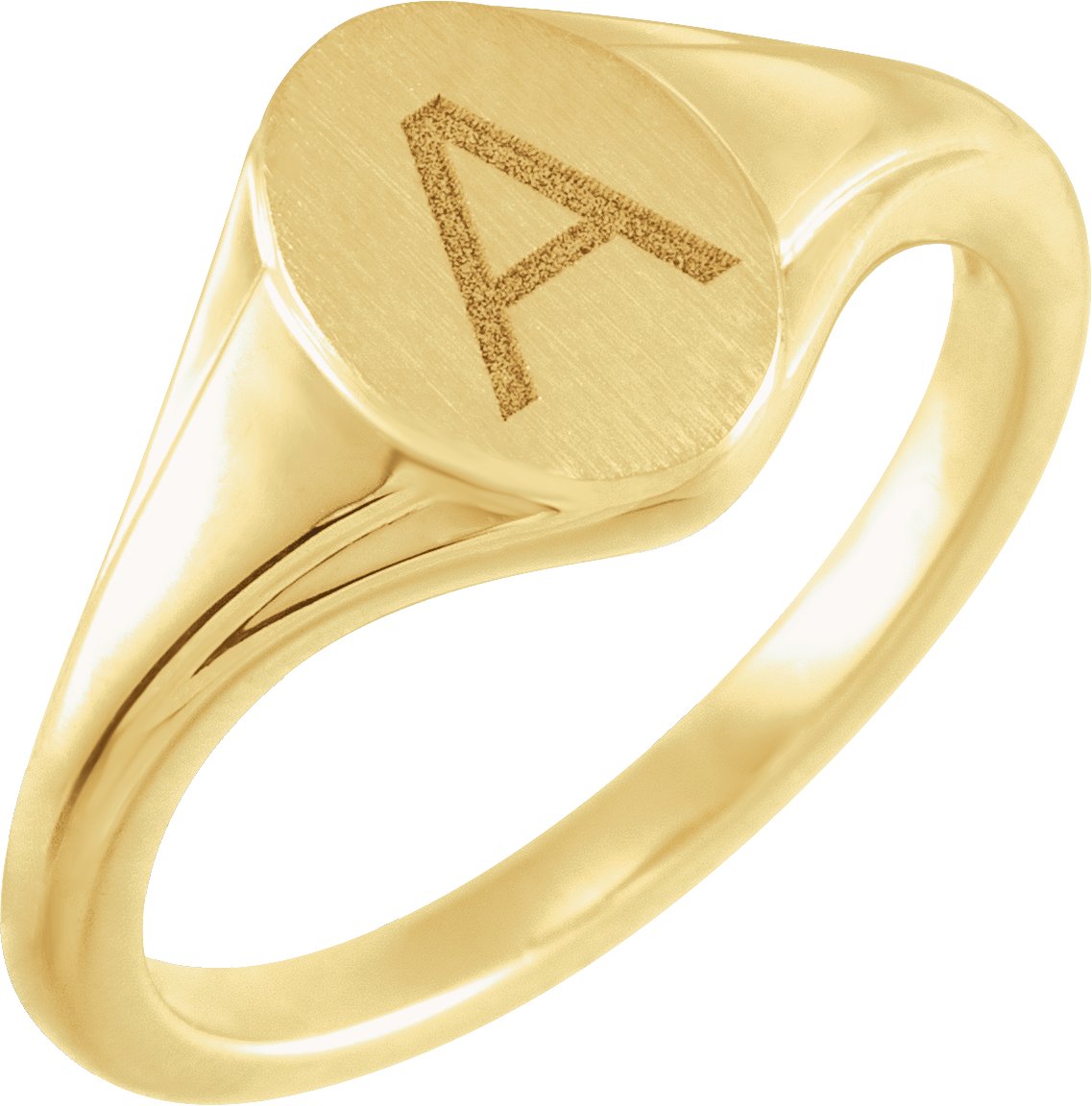 14K Yellow 10.4x7.1 mm Oval Fluted Signet Ring