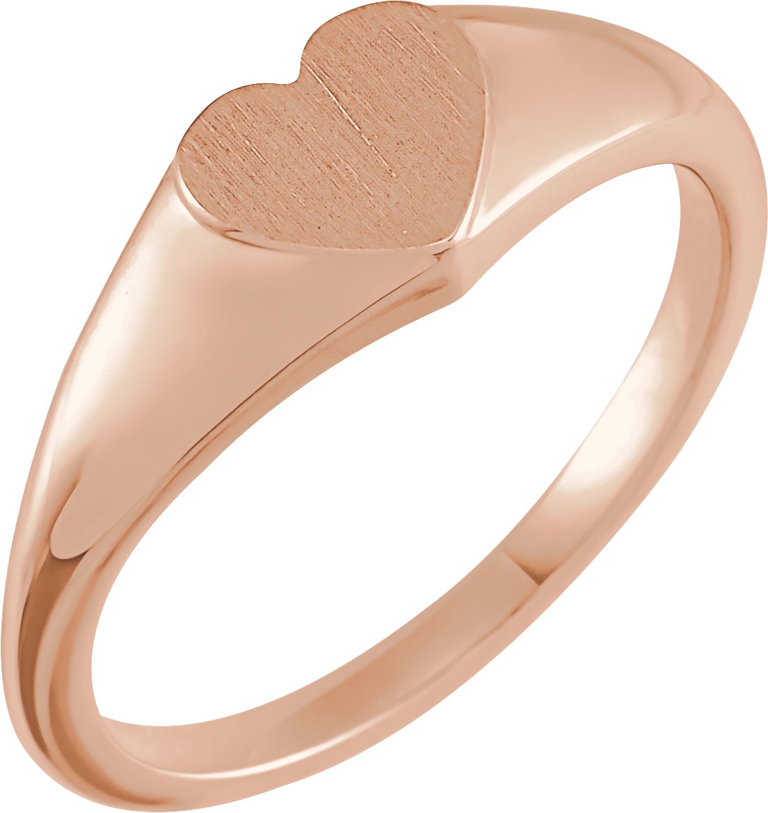 14K Rose 6.4 mm Heart Signet Ring