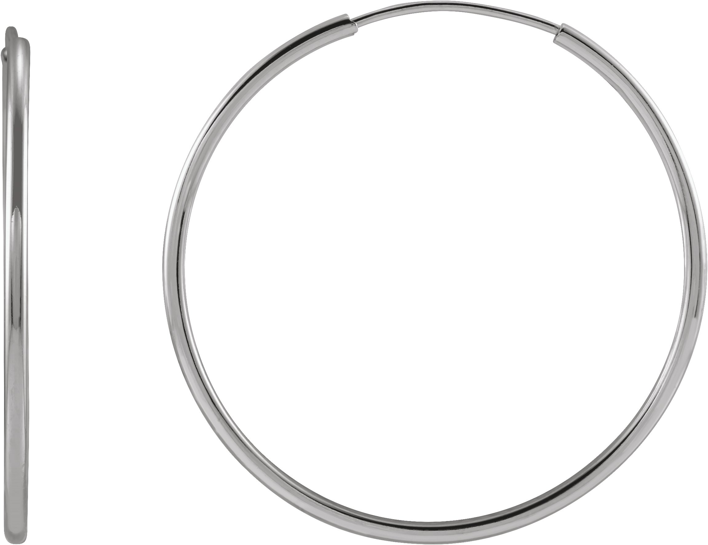 14K White 25 mm Flexible Endless Hoop Earrings Ref. 17393634