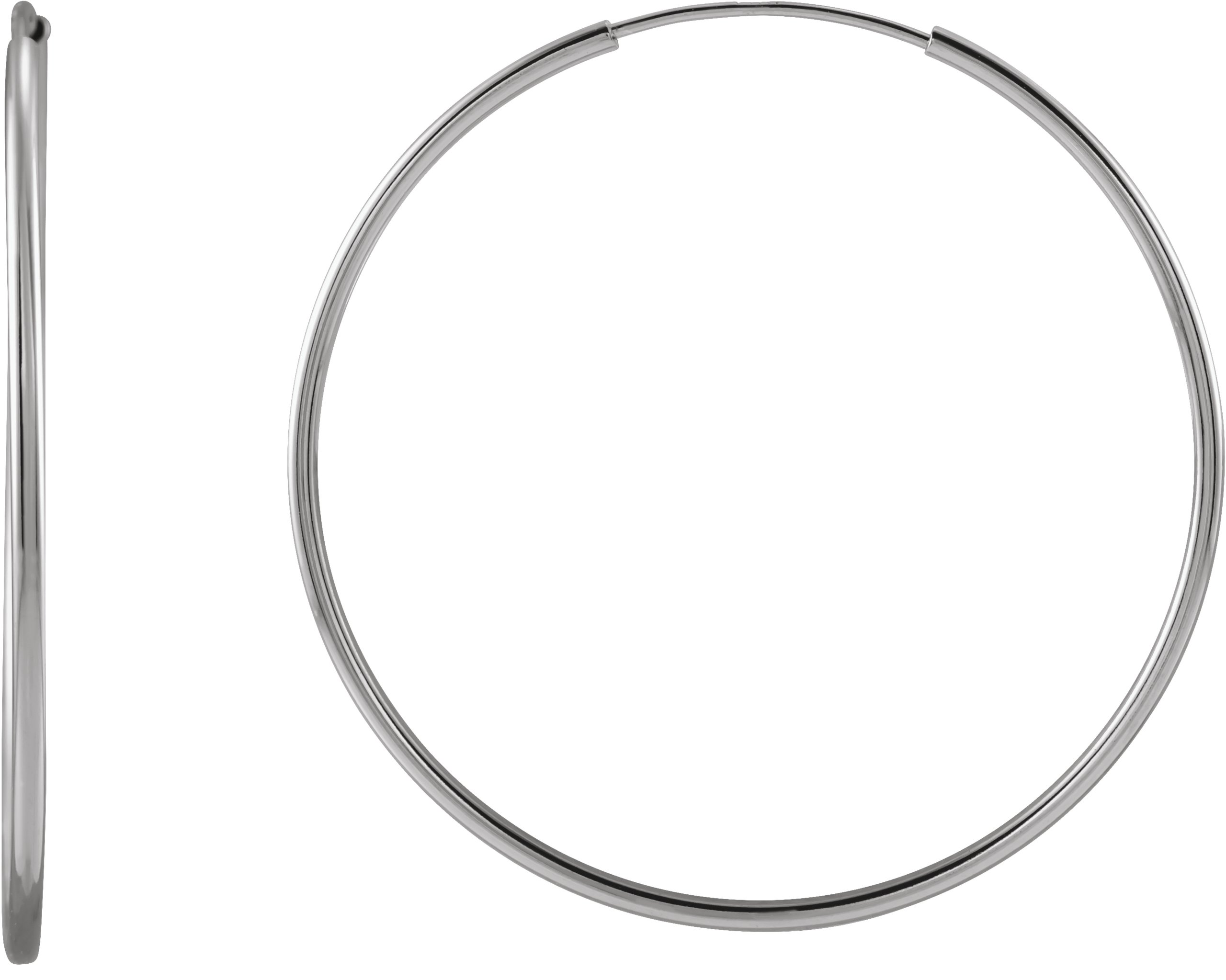14K White 30 mm Flexible Endless Hoop Earrings Ref. 17393635