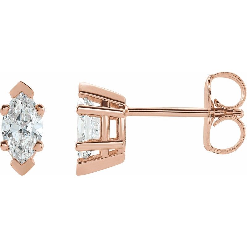 Marquise 6-Prong V-End Stud Earrings